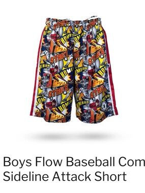 Flow Society Boys Baseball Comic Sideline Shorts NWT